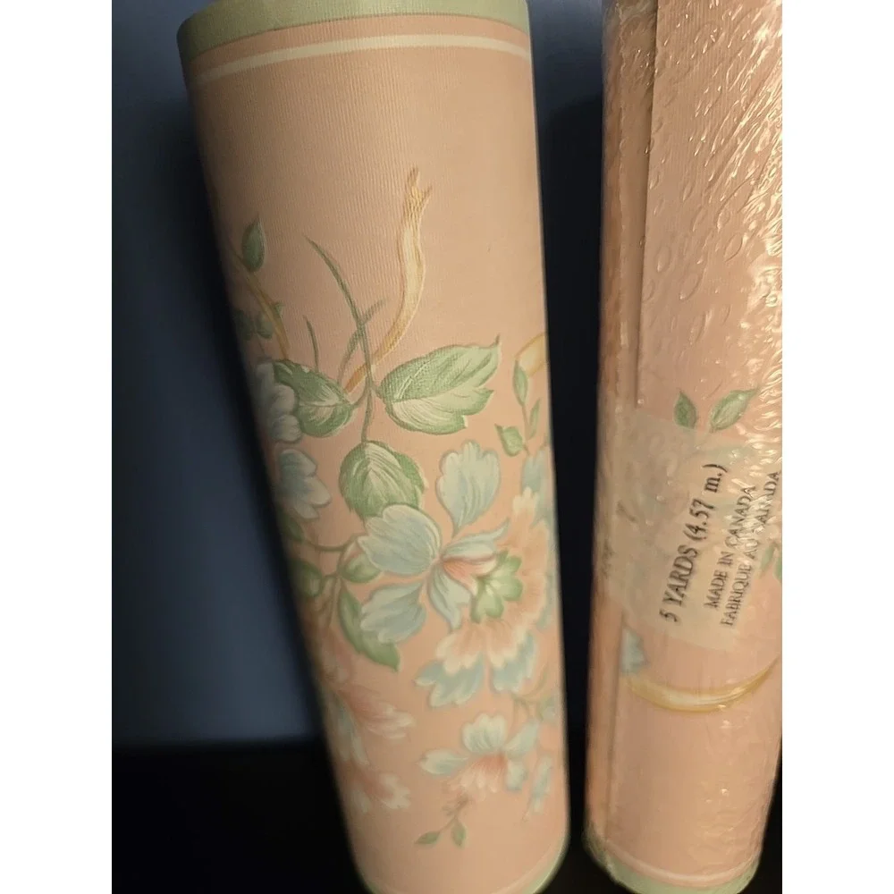 Wallpaper Border Vintage 90s Floral Pink Pastel 5 Yards Lot Of 5 CANADA